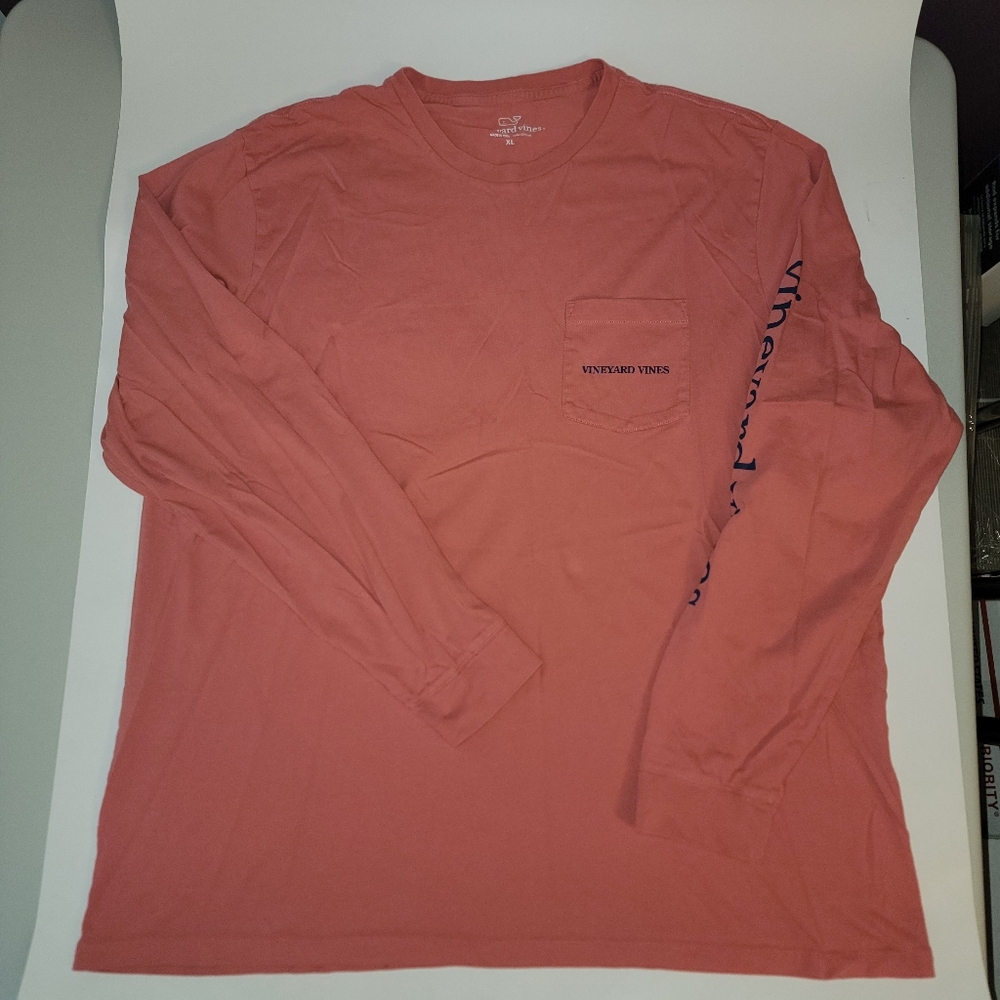 Mens Vineyard Vines Long Sleeve Tshirt Size XL Pink/Blue